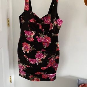 A black dress with floral design